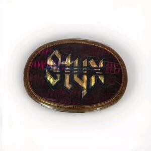Vintage 1978 STYX Belt Buckle by Pacifica Maroon Rock & Roll Brass USA